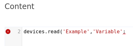 Editor showing an error for missing the closing of function