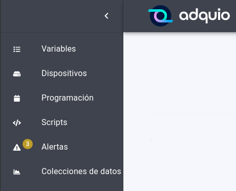 Selector de sección desplegado