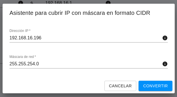 Asistente de conversión CIDR